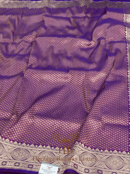 Purple Handwoven Banarasi Pure Katan Silk Brocade Saree