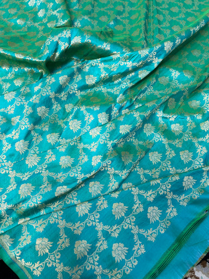 Turquoise Blue Banarasi Pure Katan Silk Lehenga
