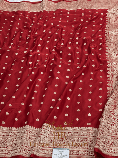 Red Handwoven Banarasi Satin Silk Saree