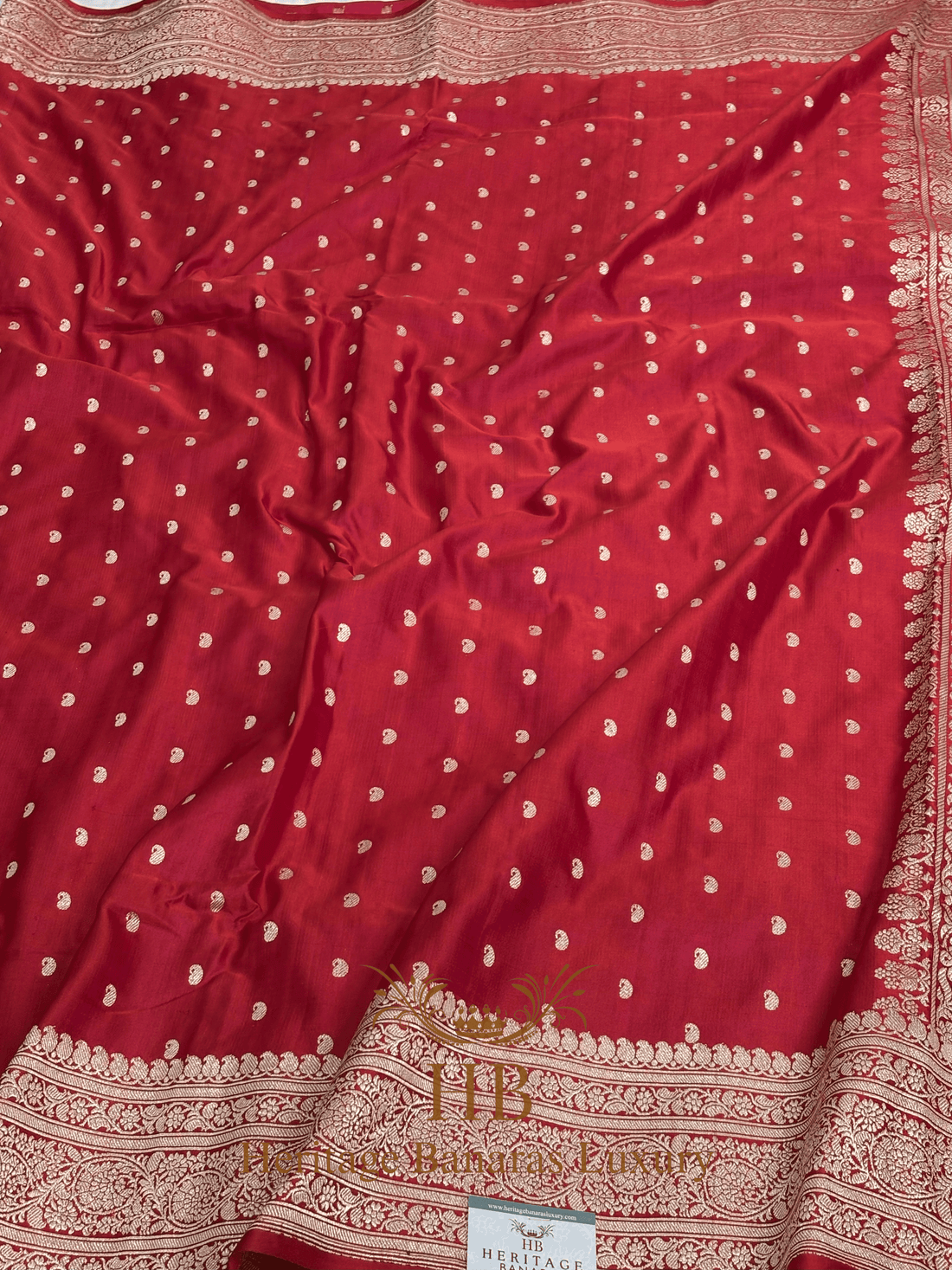 Red Handwoven Banarasi Pure Satin Silk Saree