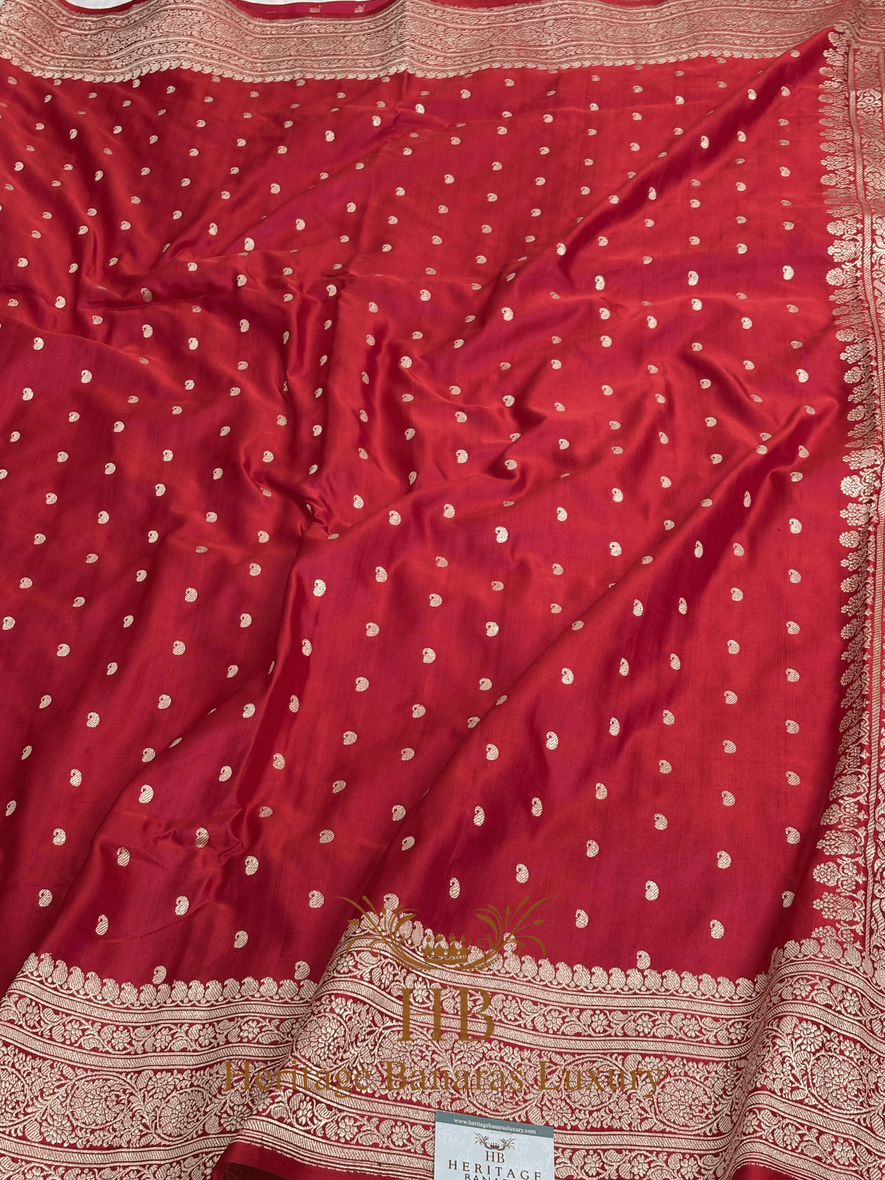 Red Handwoven Banarasi Pure Satin Silk Saree