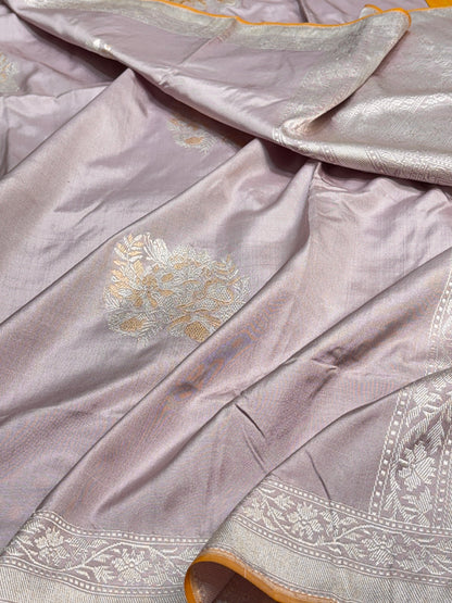 Mauve Pure Banarasi Ektara  Silk Handwoven Saree