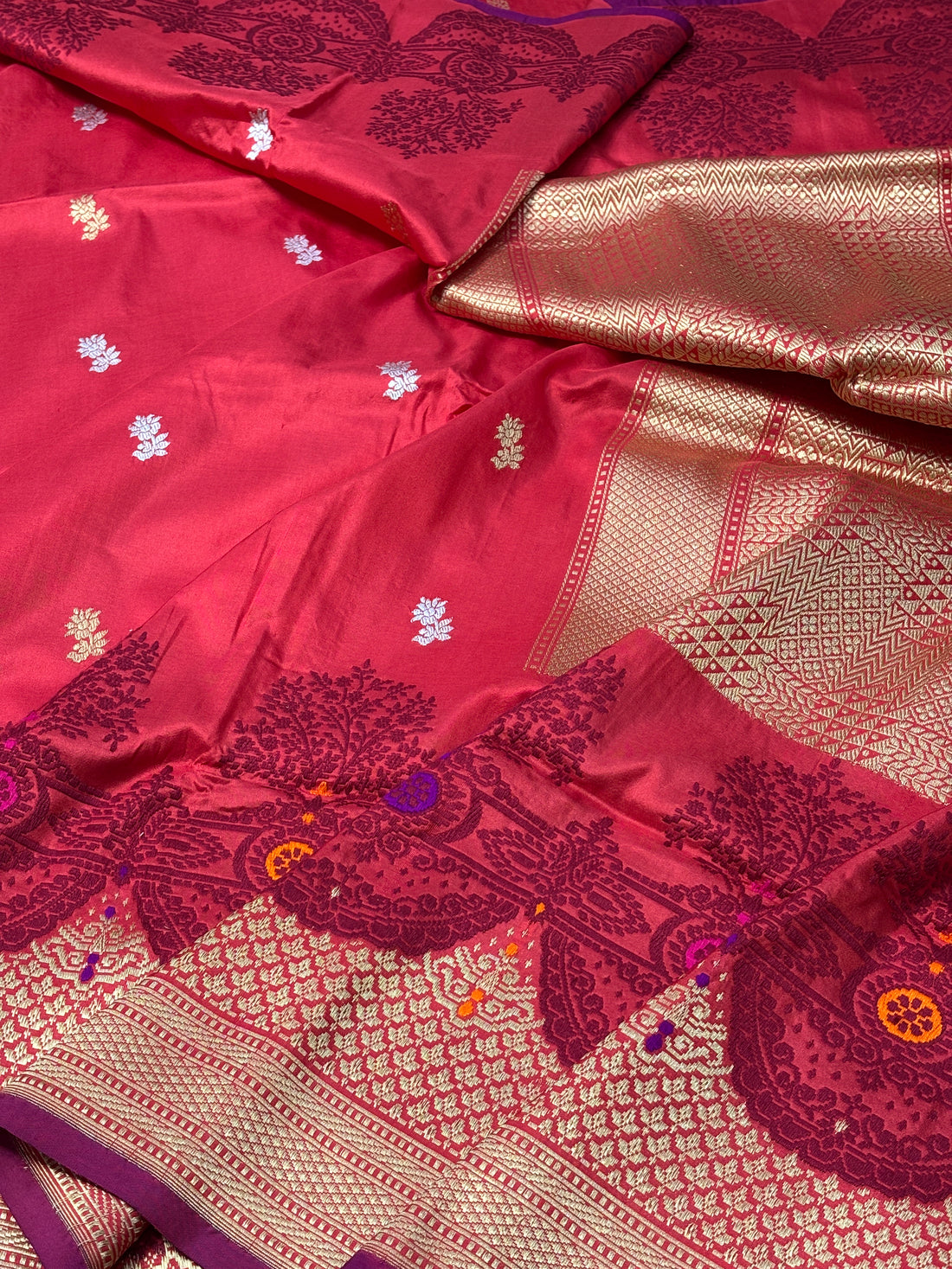 Red Pure Banarasi Katan Silk Handwoven Saree