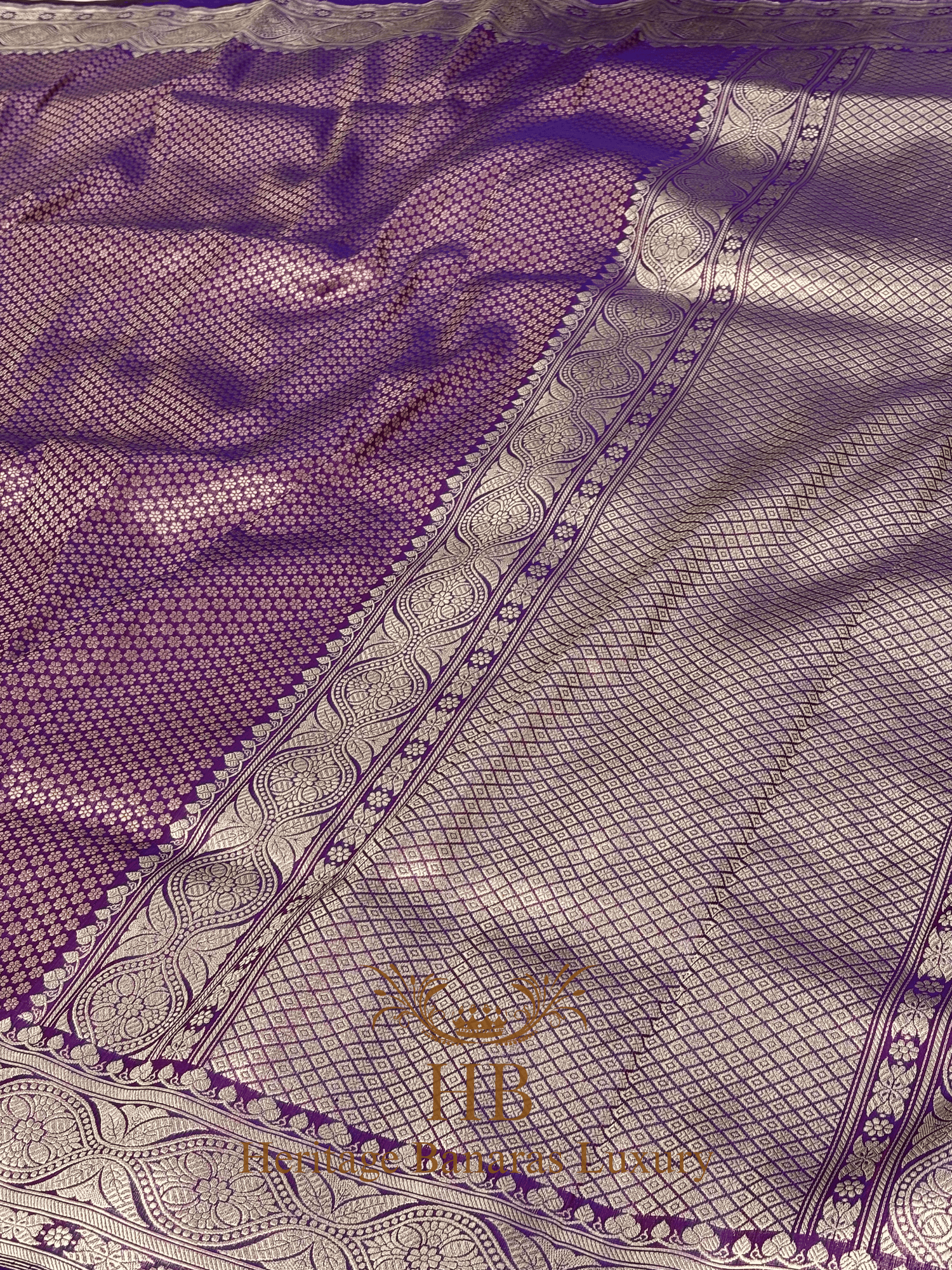 Purple Handwoven Banarasi Pure Katan Silk Brocade Saree
