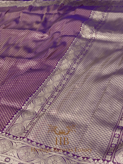 Purple Handwoven Banarasi Pure Katan Silk Brocade Saree