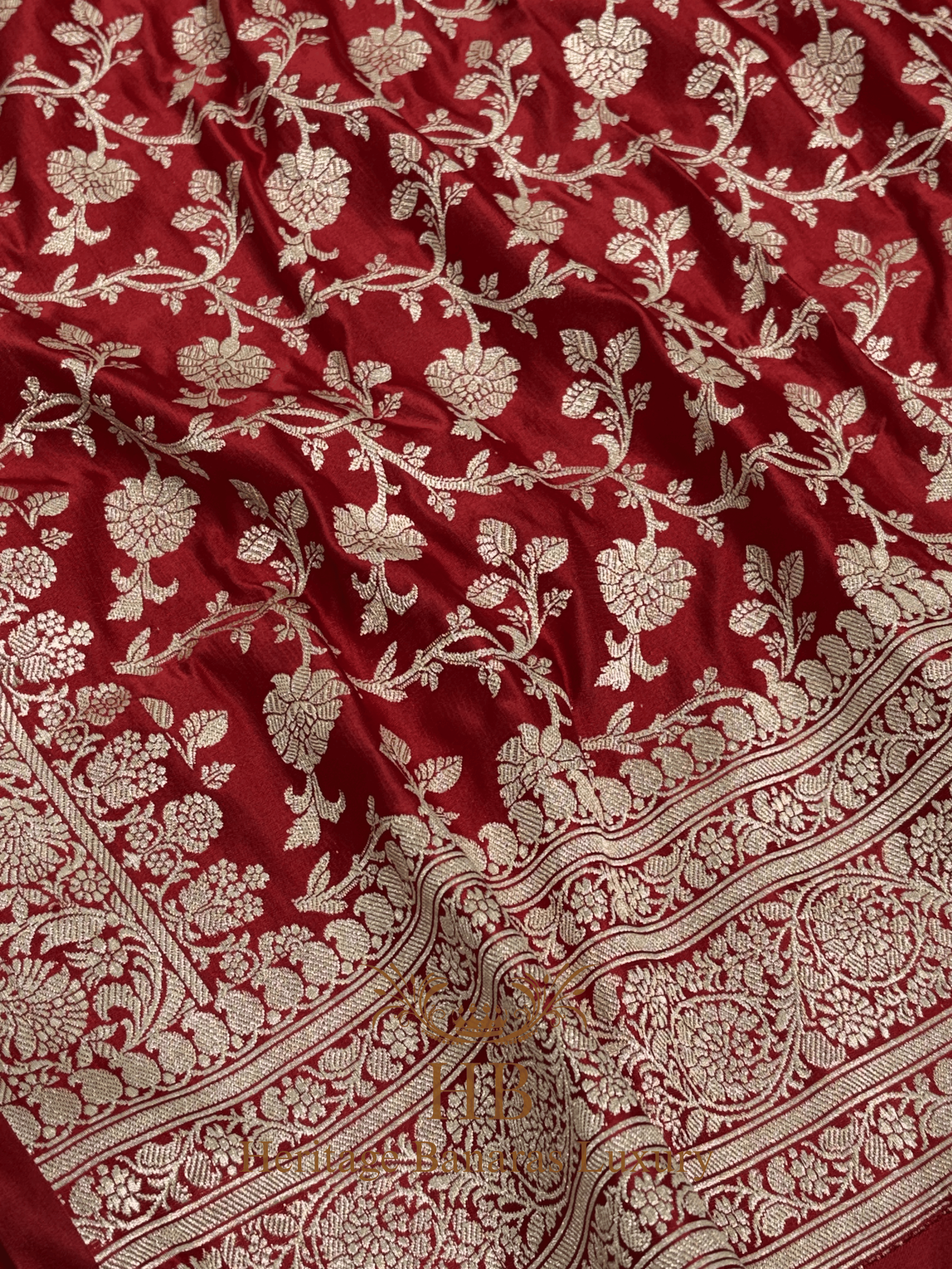 Red Handwoven Banarasi Satin Silk Saree