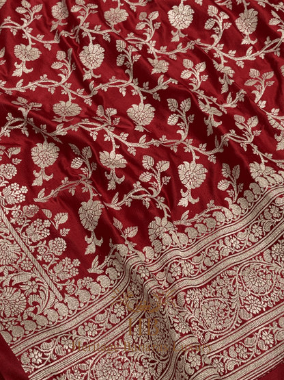 Red Handwoven Banarasi Satin Silk Saree