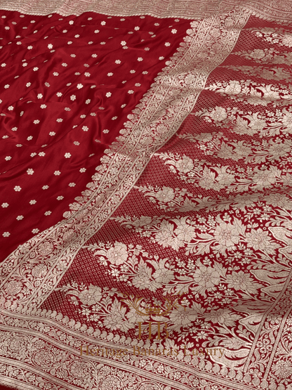 Red Handwoven Banarasi Satin Silk Saree