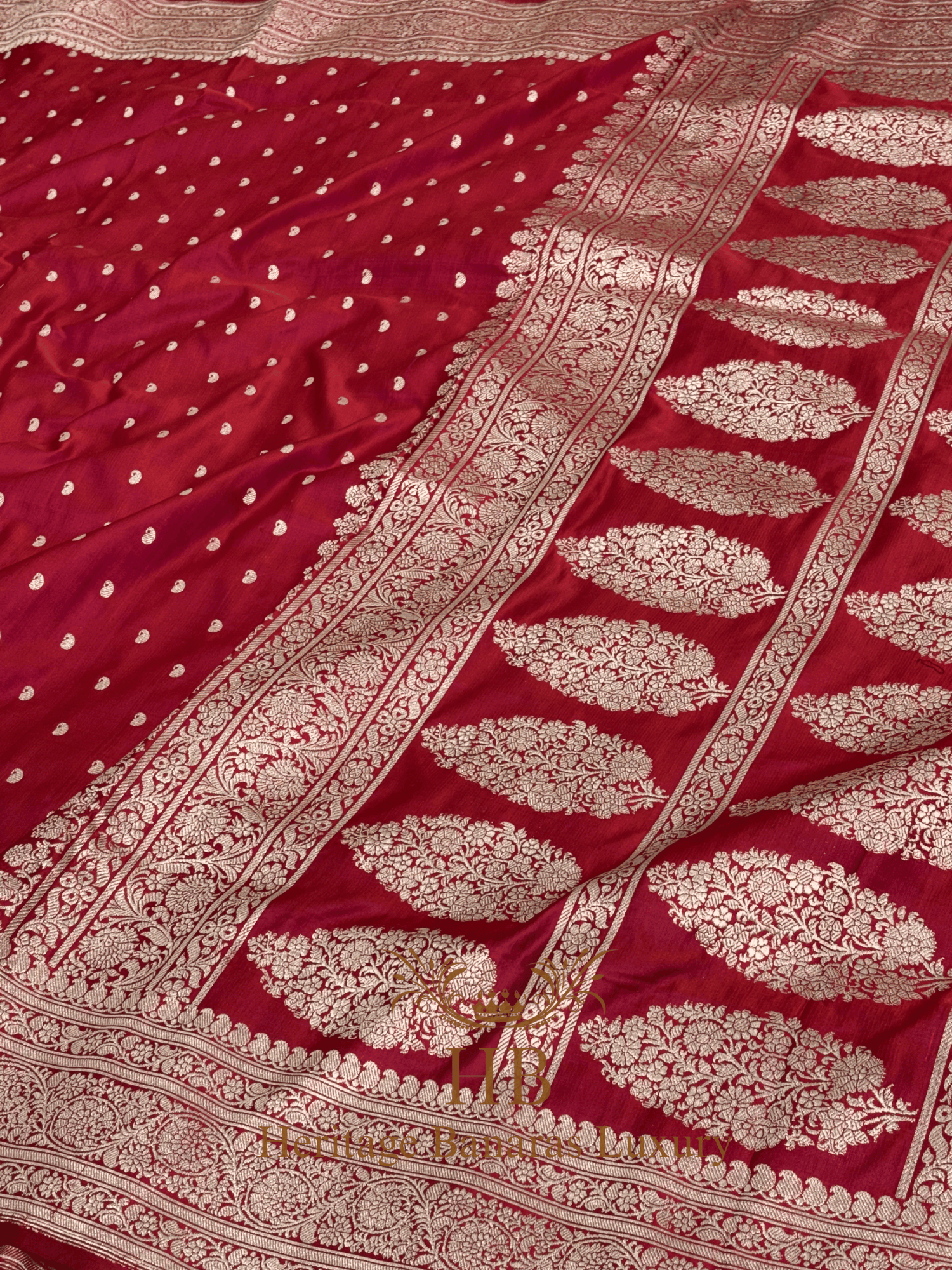 Red Handwoven Banarasi Pure Satin Silk Saree