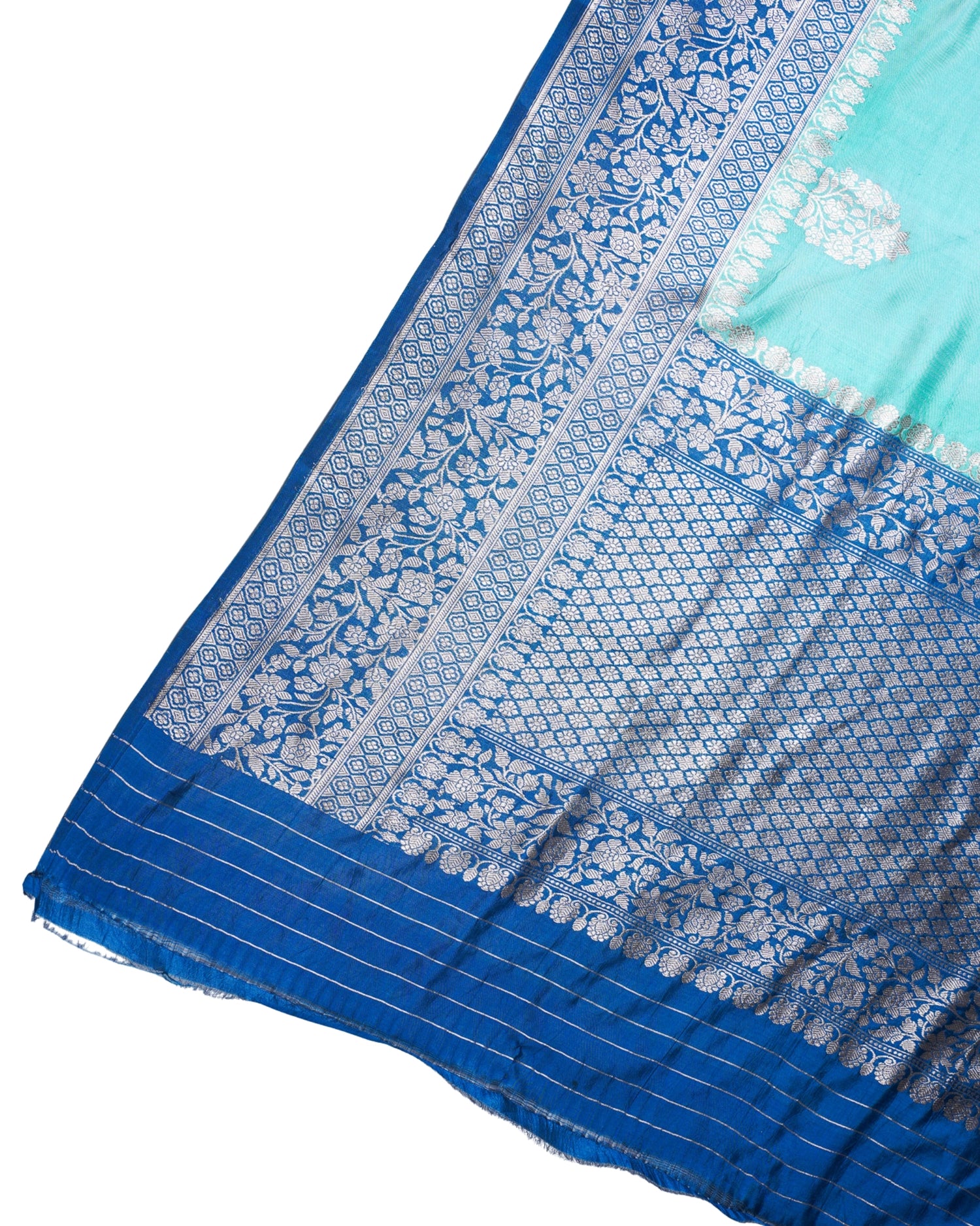 Aqua Blue Handloom Pure Silk Banarasi Saree