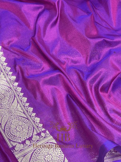 Purple Handwoven Banarasi Pure Katan Silk Brocade Saree
