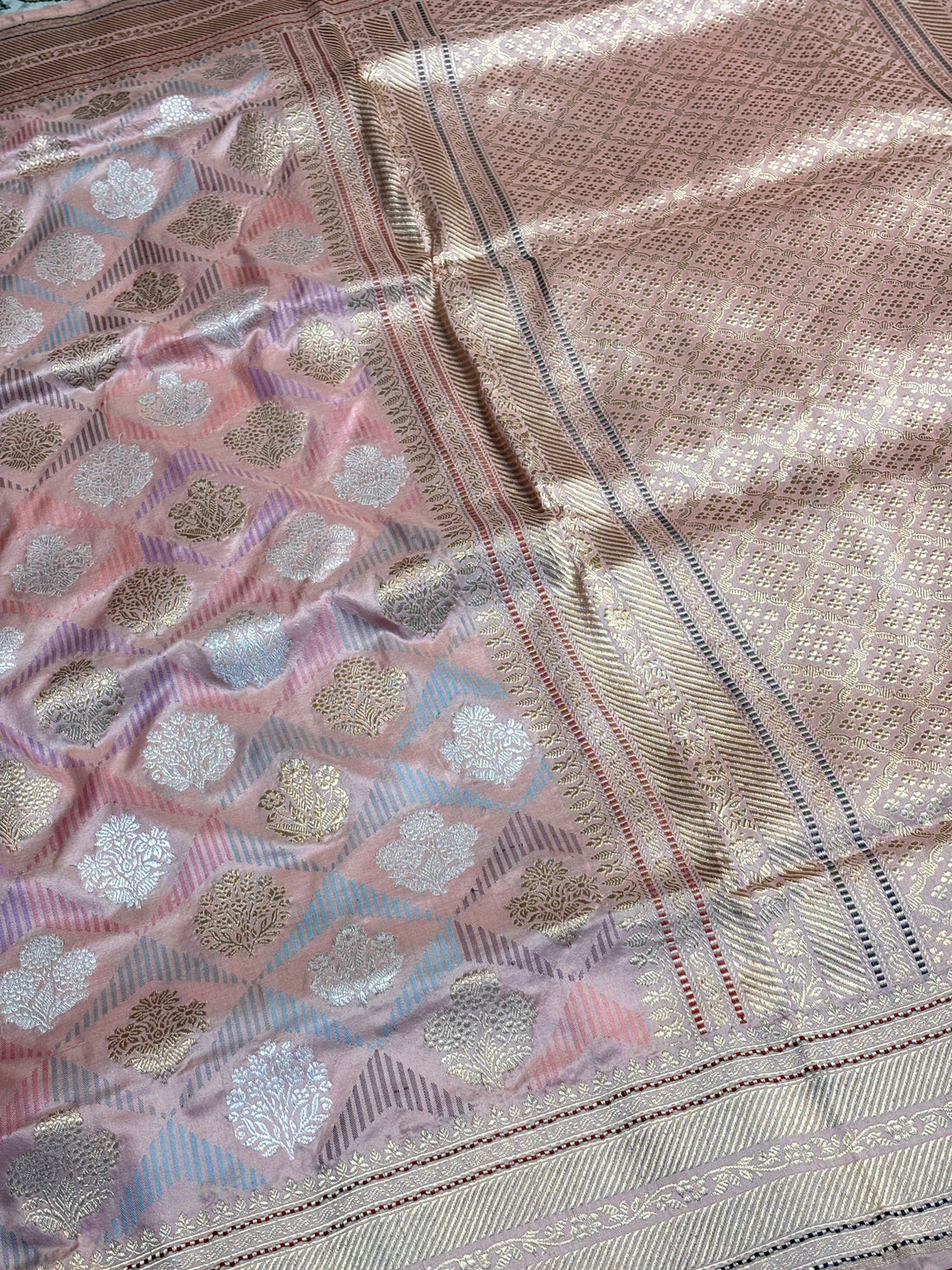 Baby Pink Pure Banarasi Katan Silk Handloom Saree