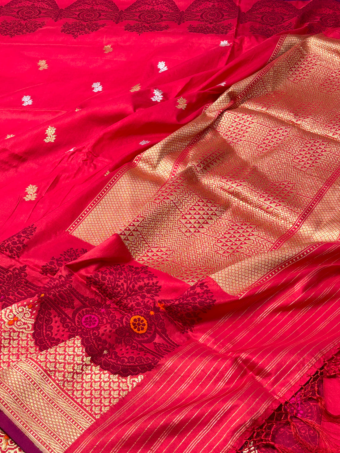 Red Pure Banarasi Katan Silk Handwoven Saree