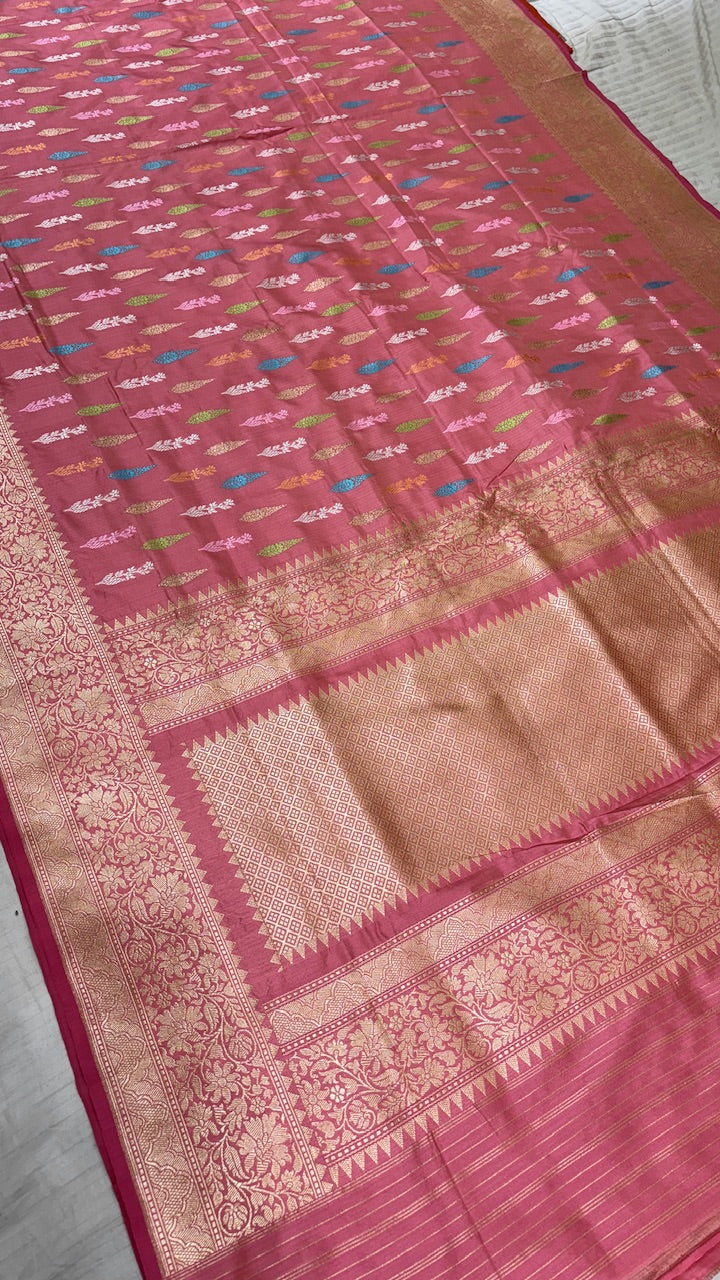 Dark Pink Pure Banarasi Katan Silk Saree