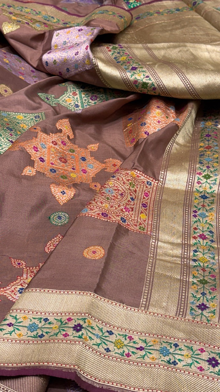 Brown Color Pure Banarasi Katan Silk Saree