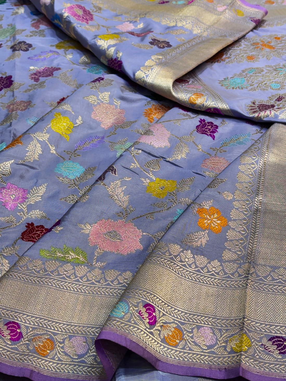 Winkle Blue Pure Banarasi Katan Silk Handloom Saree