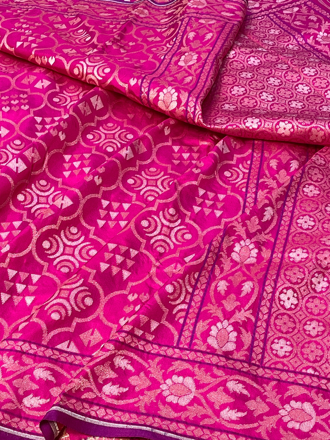 Pink Ektara Silk Jamdani Saree with Zari Weaves