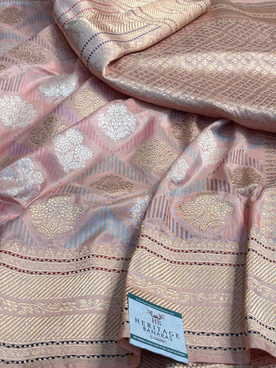 Baby Pink Pure Banarasi Katan Silk Handloom Saree