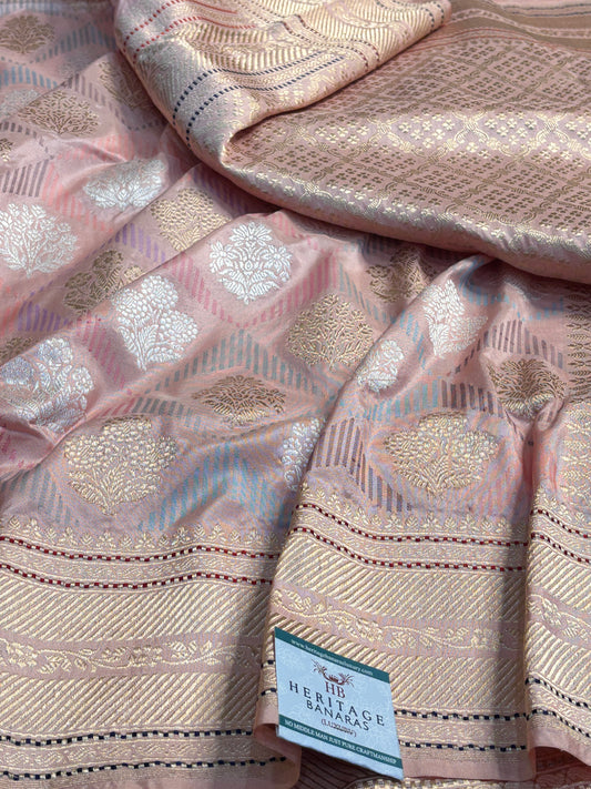 Baby Pink Pure Banarasi Katan Silk Handloom Saree