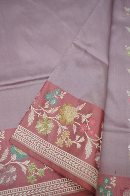 Handloom Banarasi Katan Silk Saree - Kadhiyal Satin Borders