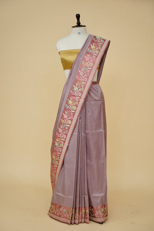 Handloom Banarasi Katan Silk Saree - Kadhiyal Satin Borders