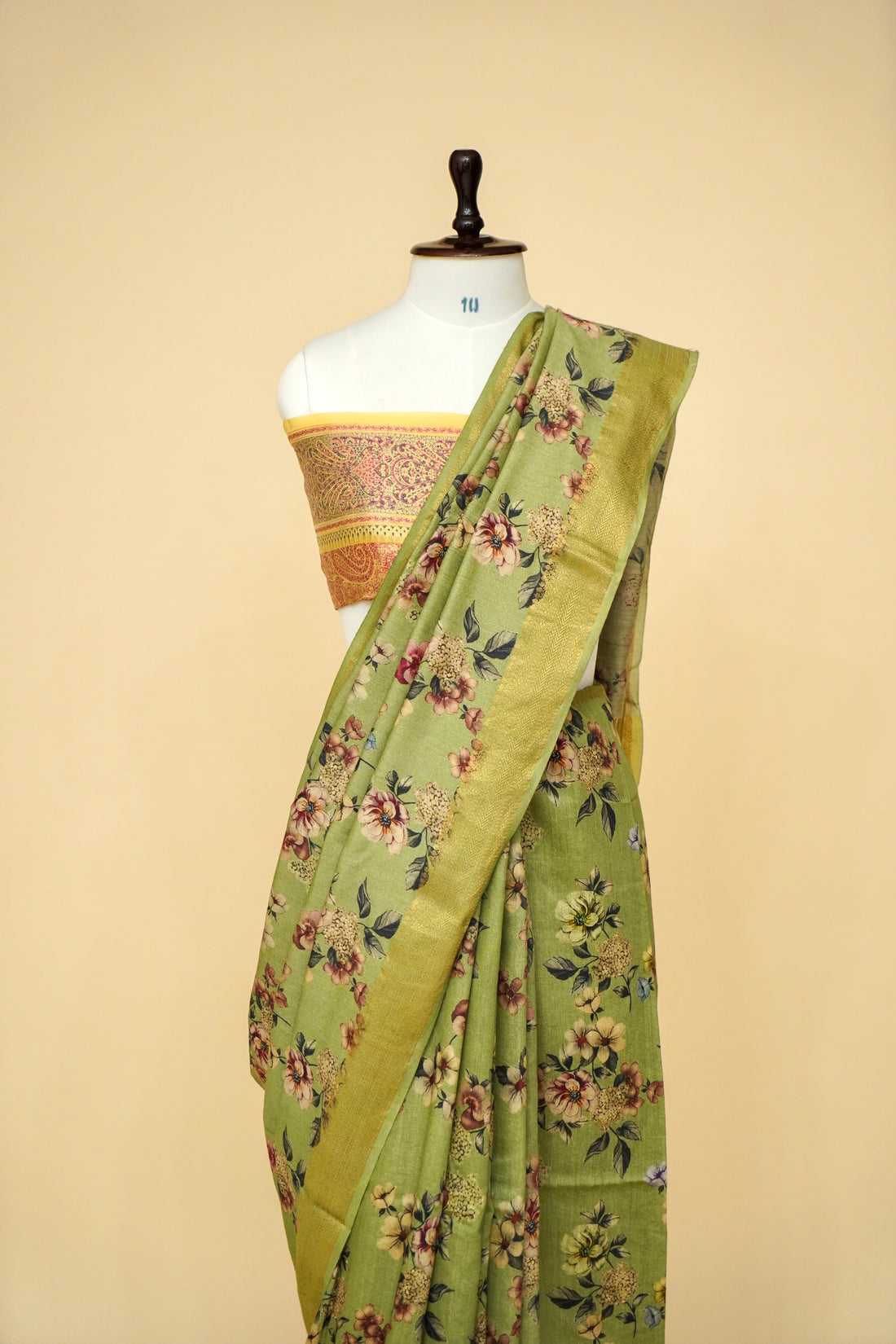 Pure Munga Silk Floral Print Saree with Zari Borders