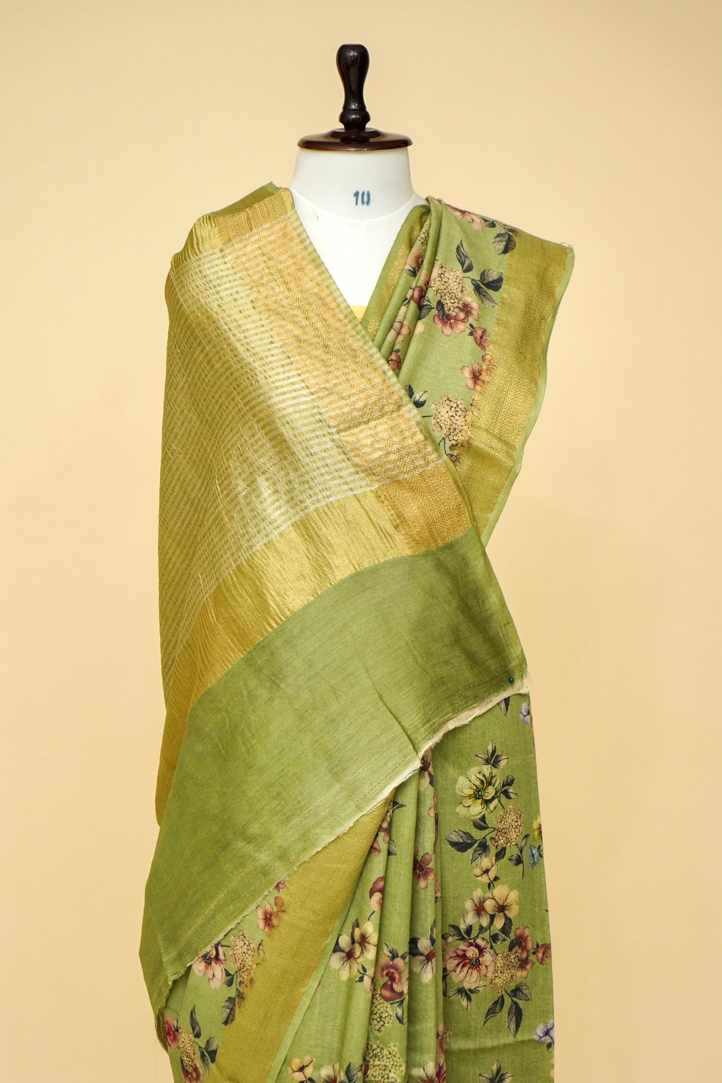 Pure Munga Silk Floral Print Saree with Zari Borders