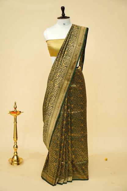 Handwoven Banarasi Pure Katan Silk Minakari Brocade Saree