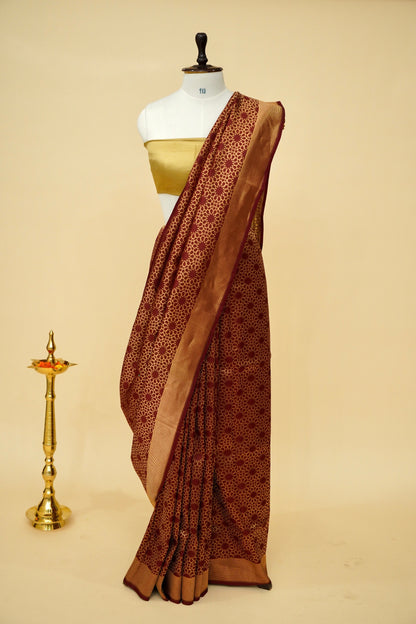 Handoven Designer  Silk Banarasi Saree with Brocade Work