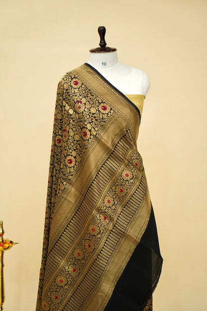 Handwoven Banarasi Pure Katan Silk Minakari Brocade Saree