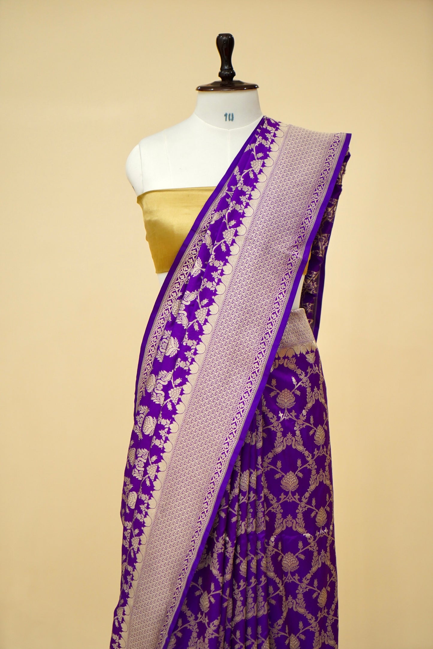 Pure Katan Silk Banarasi Saree with All Over Jaal  Weaving