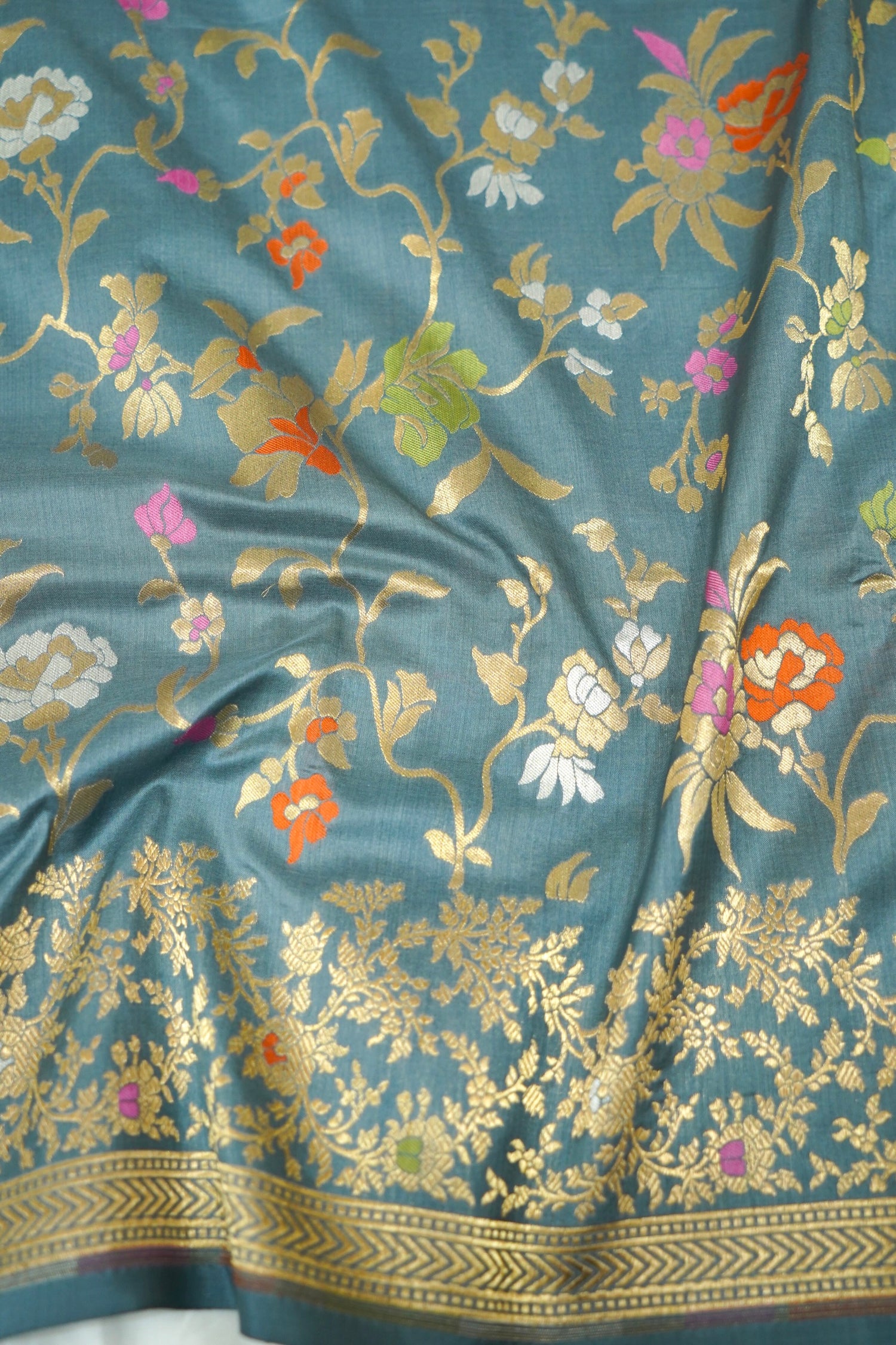 Handloom Jangla Banarasi Pure Katan Silk Saree