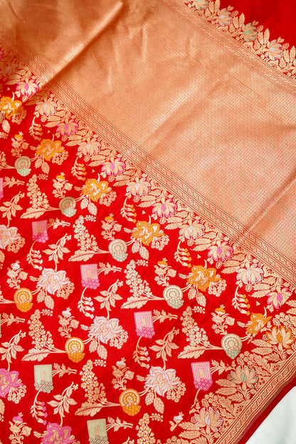 Handloom Jangla Banarasi Pure Katan Silk Saree