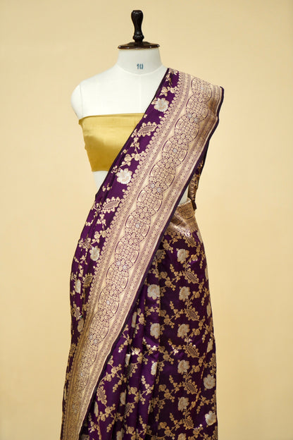 Pure Katan Silk Banarasi All Over Jaal Weaving Saree