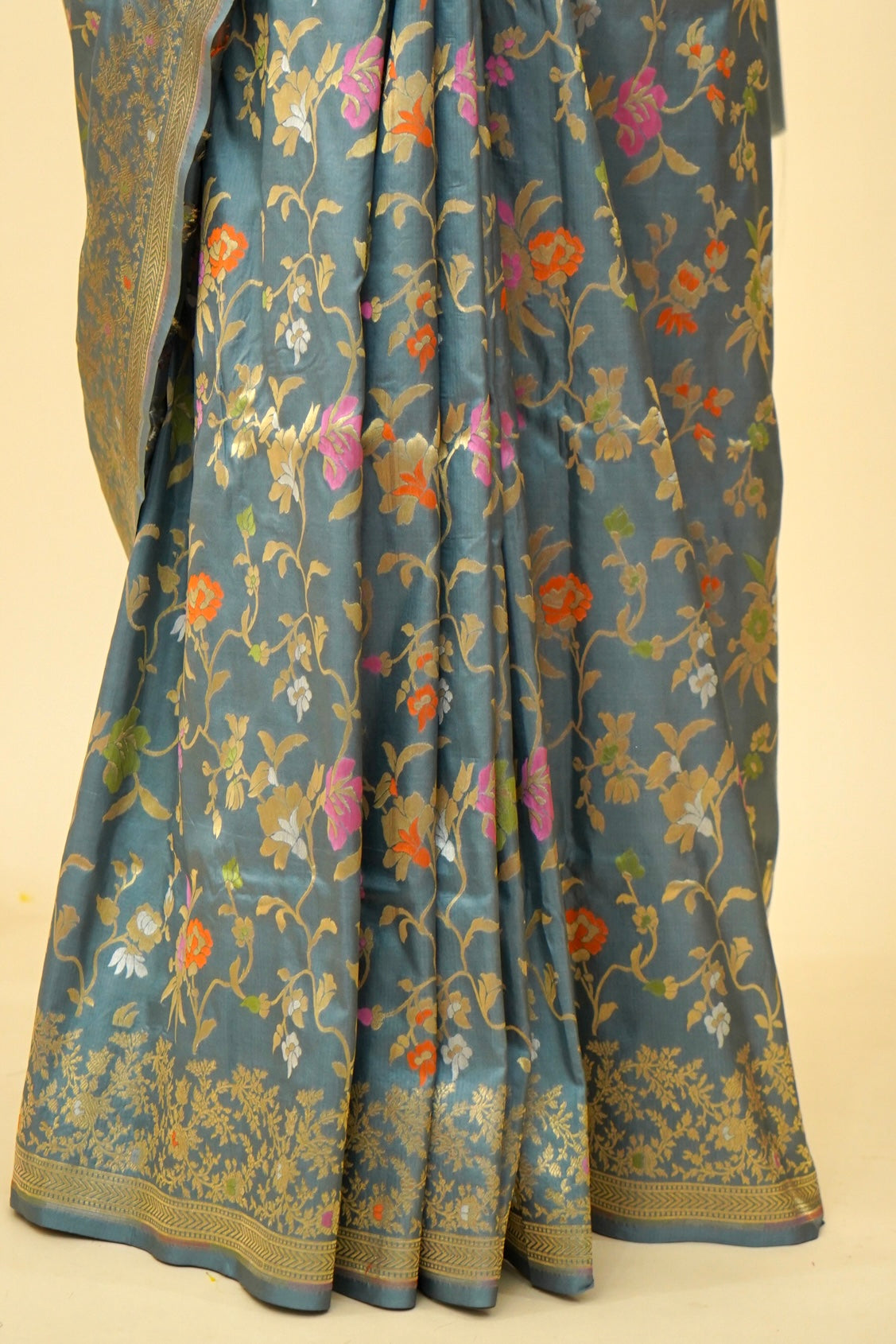 Handloom Jangla Banarasi Pure Katan Silk Saree