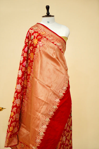 Handloom Jangla Banarasi Pure Katan Silk Saree