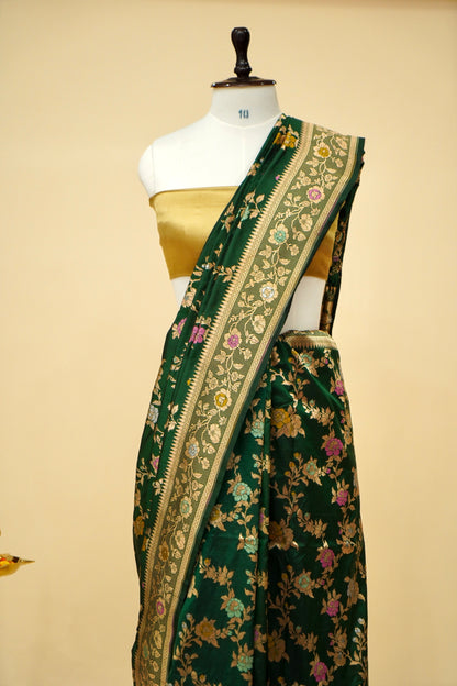 Handloom Jangla Banarasi Pure Katan Silk Saree