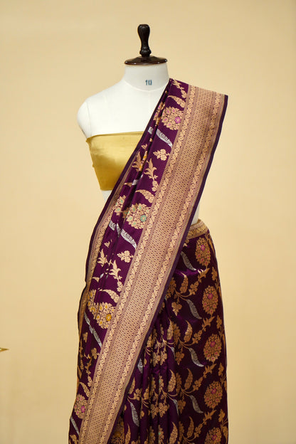 Handloom Jangla Banarasi Pure Katan Silk Saree