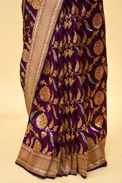 Handloom Jangla Banarasi Pure Katan Silk Saree