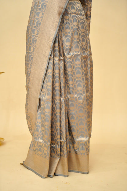 Pure Katan Silk Banarasi All Over Jaal Weaving Saree