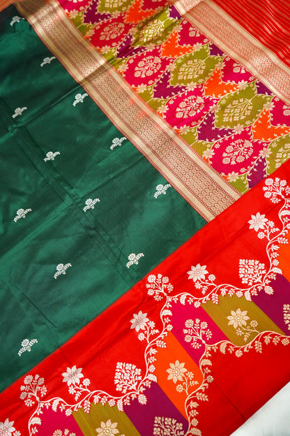 Handloom Banarasi Kadhiyal Rangkaat Border Saree