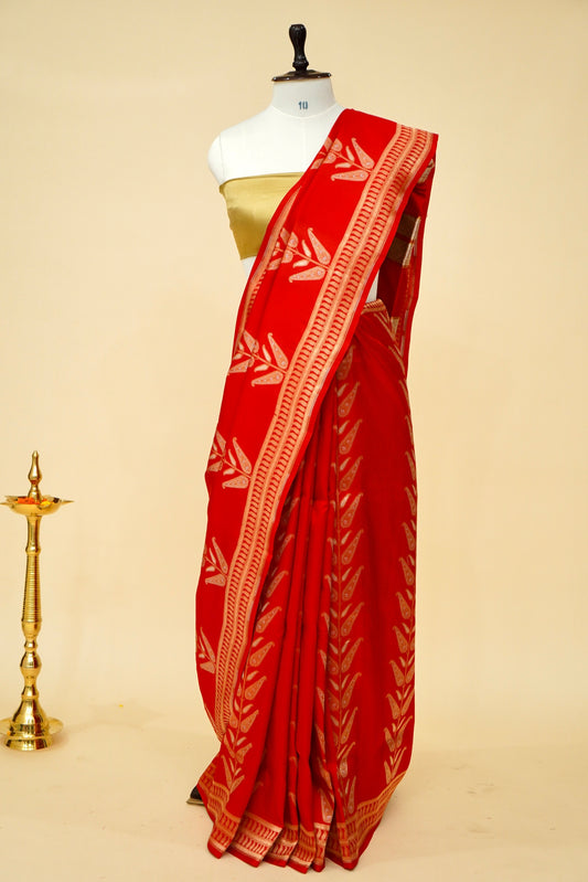 Red Banarasi Pure Katan Silk All-over Weaving Saree