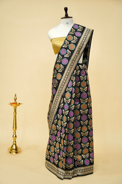 Pure Katan Silk Banarasi All Over Jaal Weaving