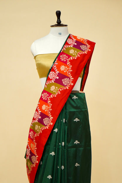 Handloom Banarasi Kadhiyal Rangkaat Border Saree