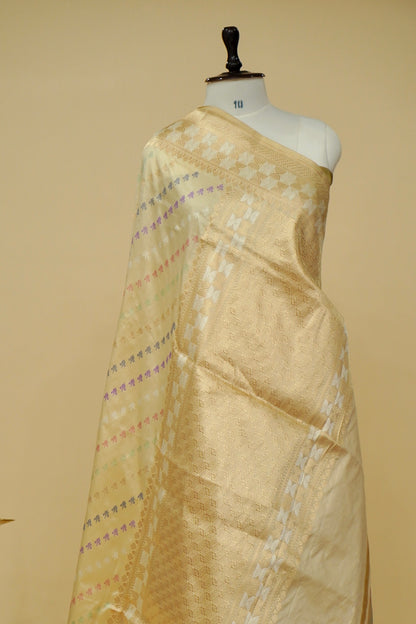 Handloom Banarasi Pure Katan Silk Ivory Saree