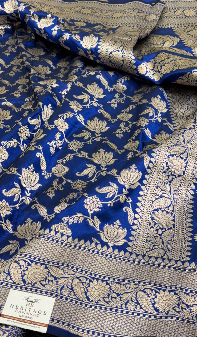 Blue Pure Banarasi Katan Silk Saree