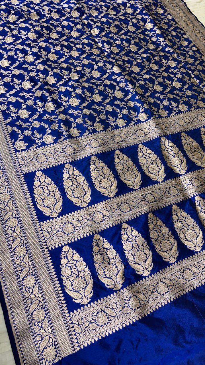 Blue Pure Banarasi Katan Silk Saree