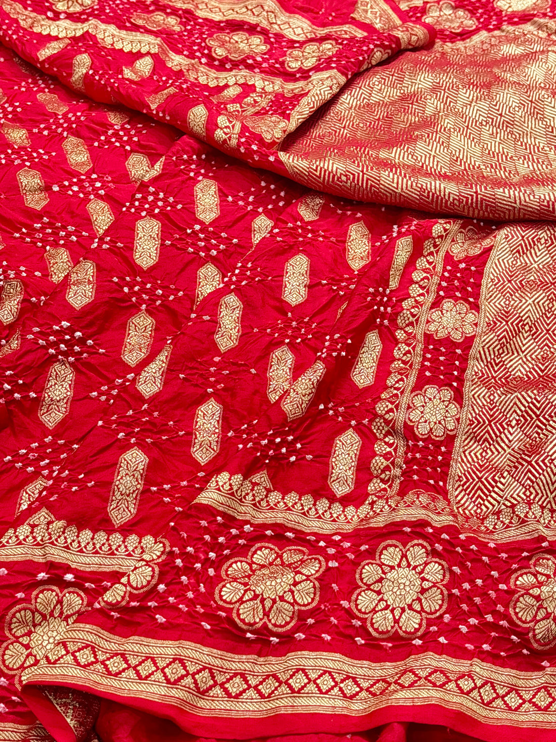 Red Banarasi Mashru Bandhan Silk Saree