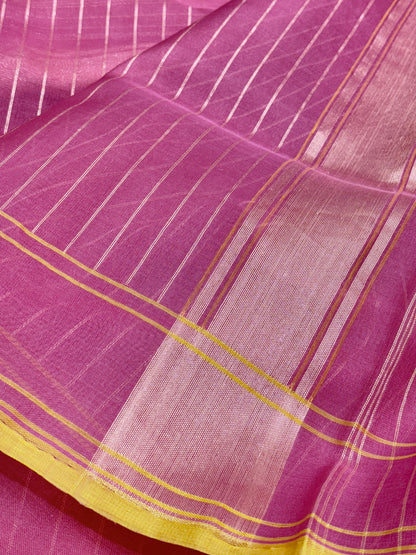 Blush Pink Pure Banarasi Ektara Kora Jamdani Silk Handwoven Saree