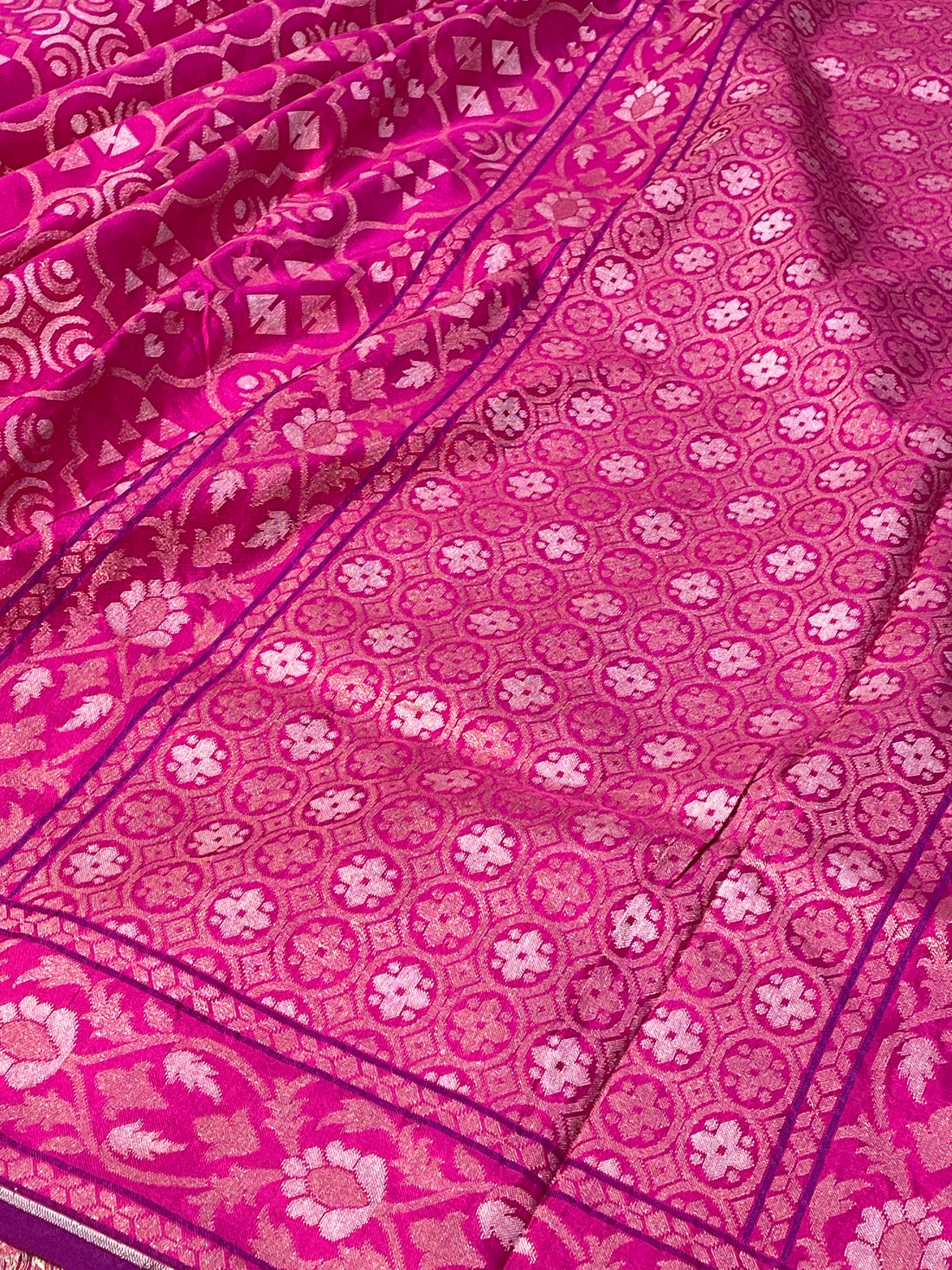 Pink Ektara Silk Jamdani Saree with Zari Weaves